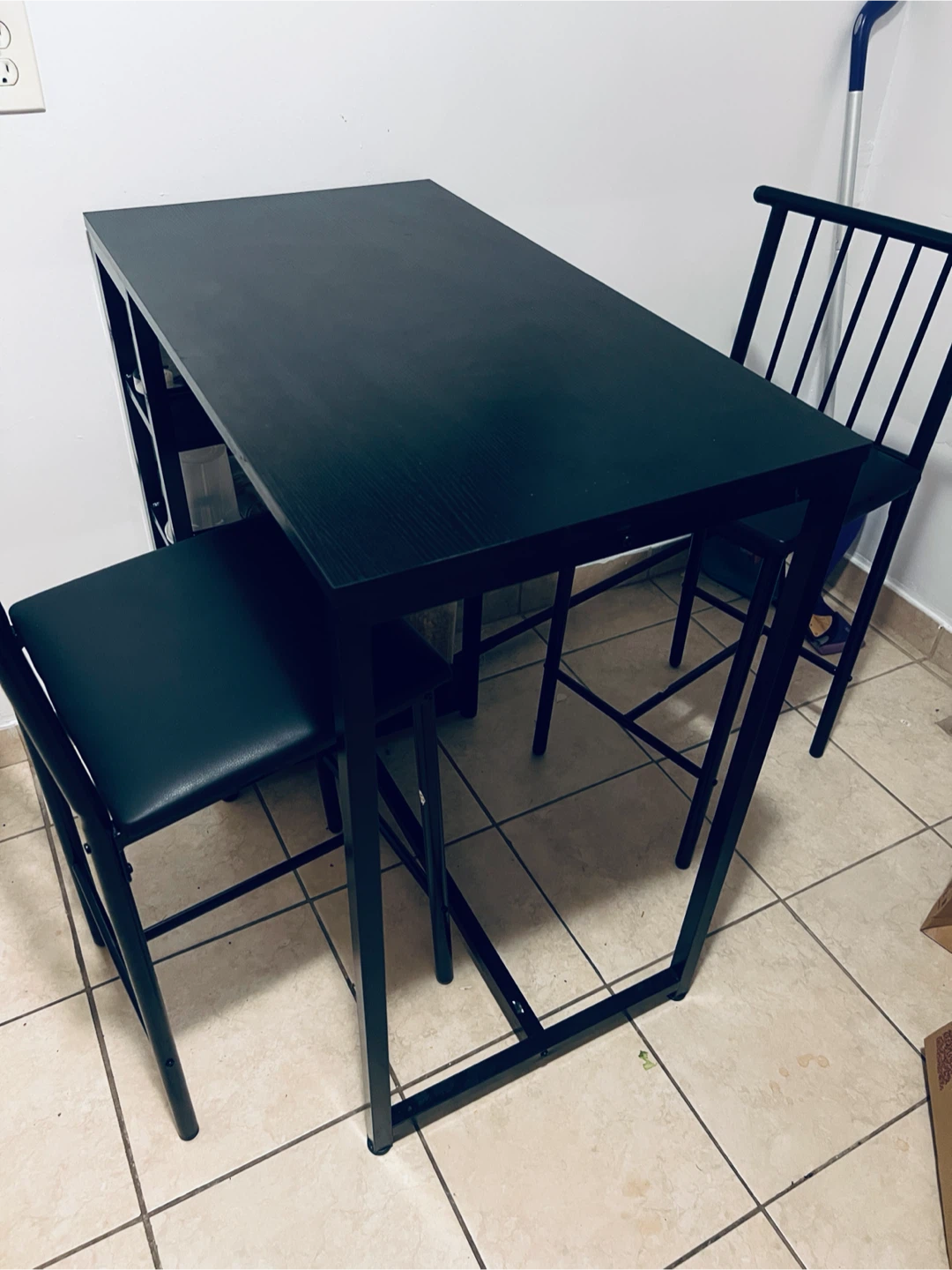 Black Dining Table Set with 2 Chairs