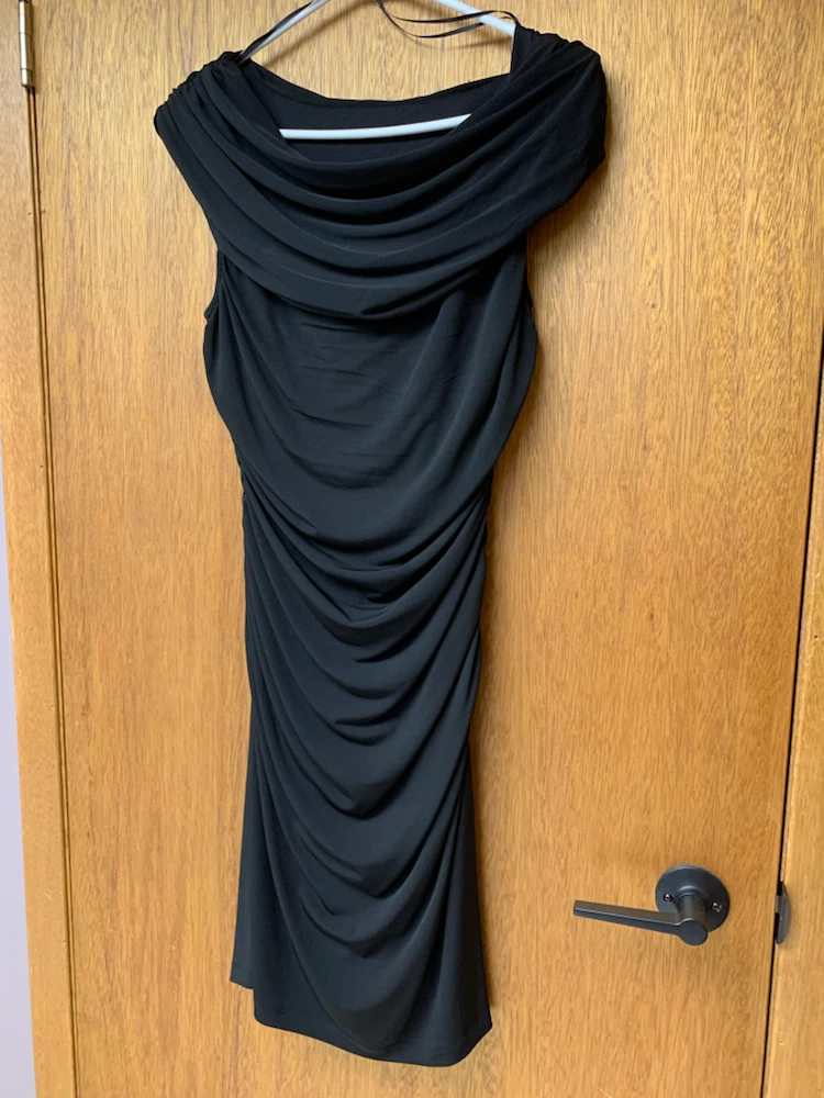 Black Ruched Drape Neck Dress - photo 4