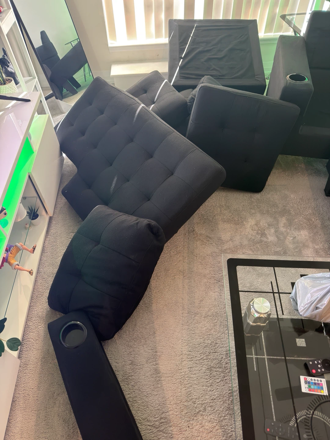 Black Sectional Sofa with Ottoman - photo 4