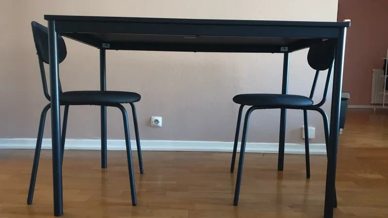 IKEA Dining table in black with 2 chairs - photo 2