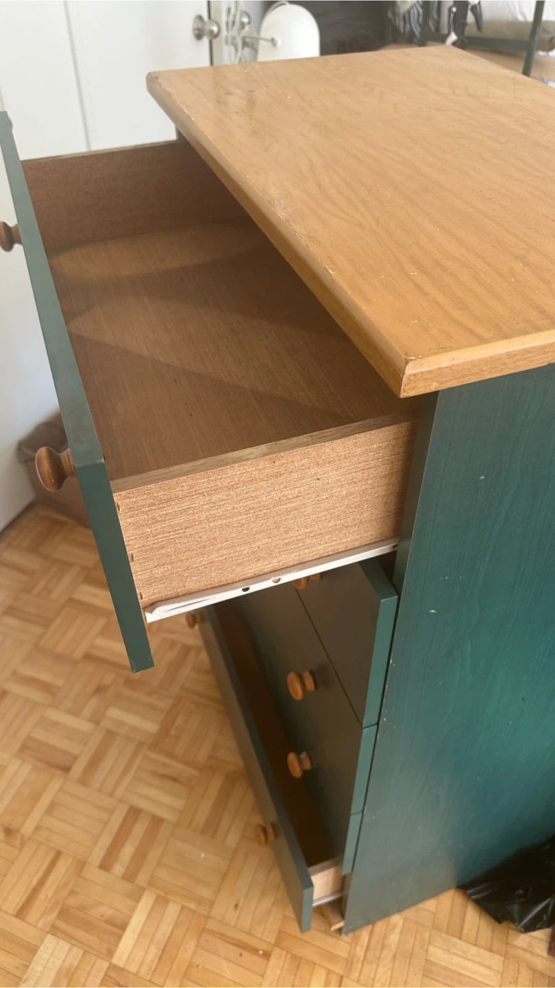 Green 5-Drawer Dresser with Wood Top - photo 2