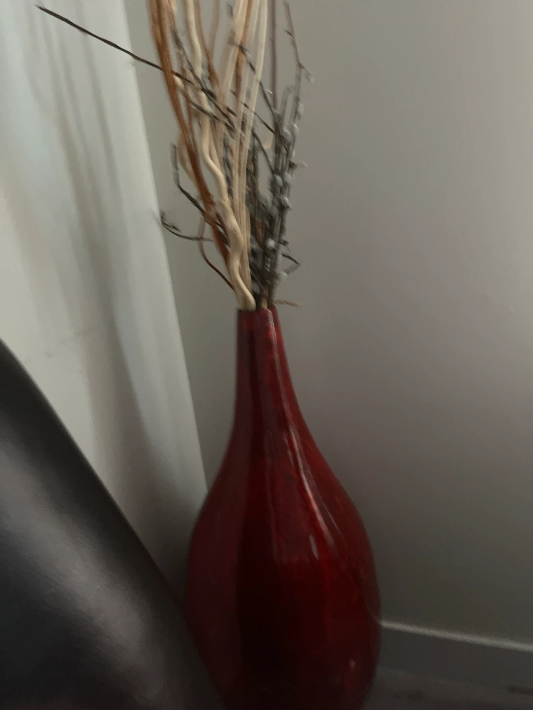 Red Decorative Vase with Natural Stems - photo 3