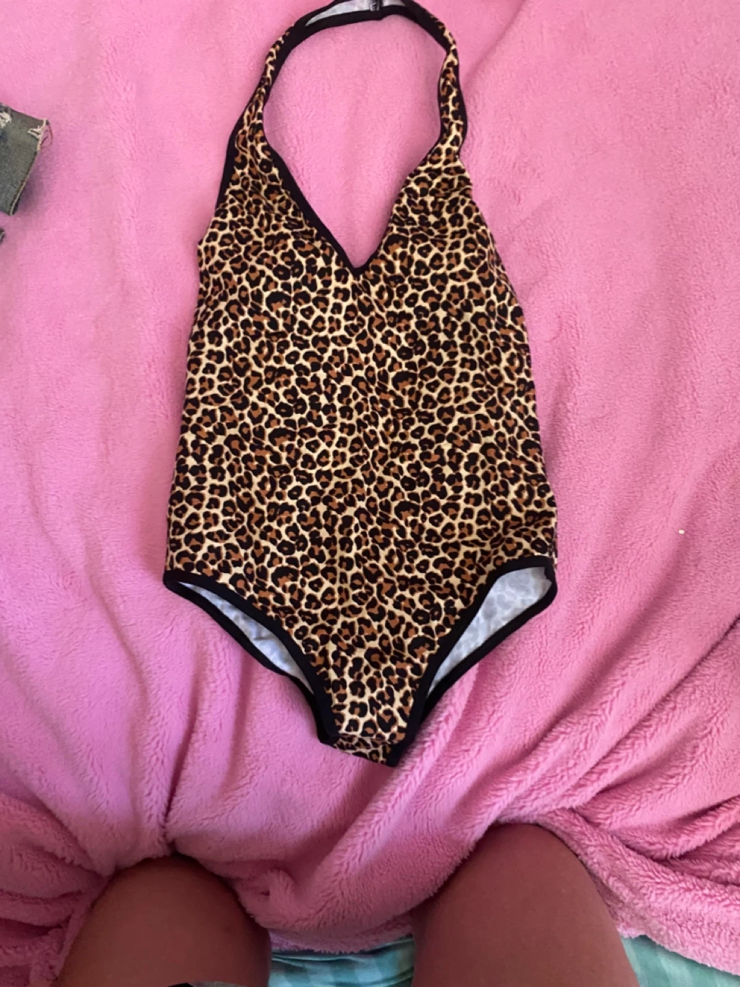 American apparel leopard halter bodysuit size small