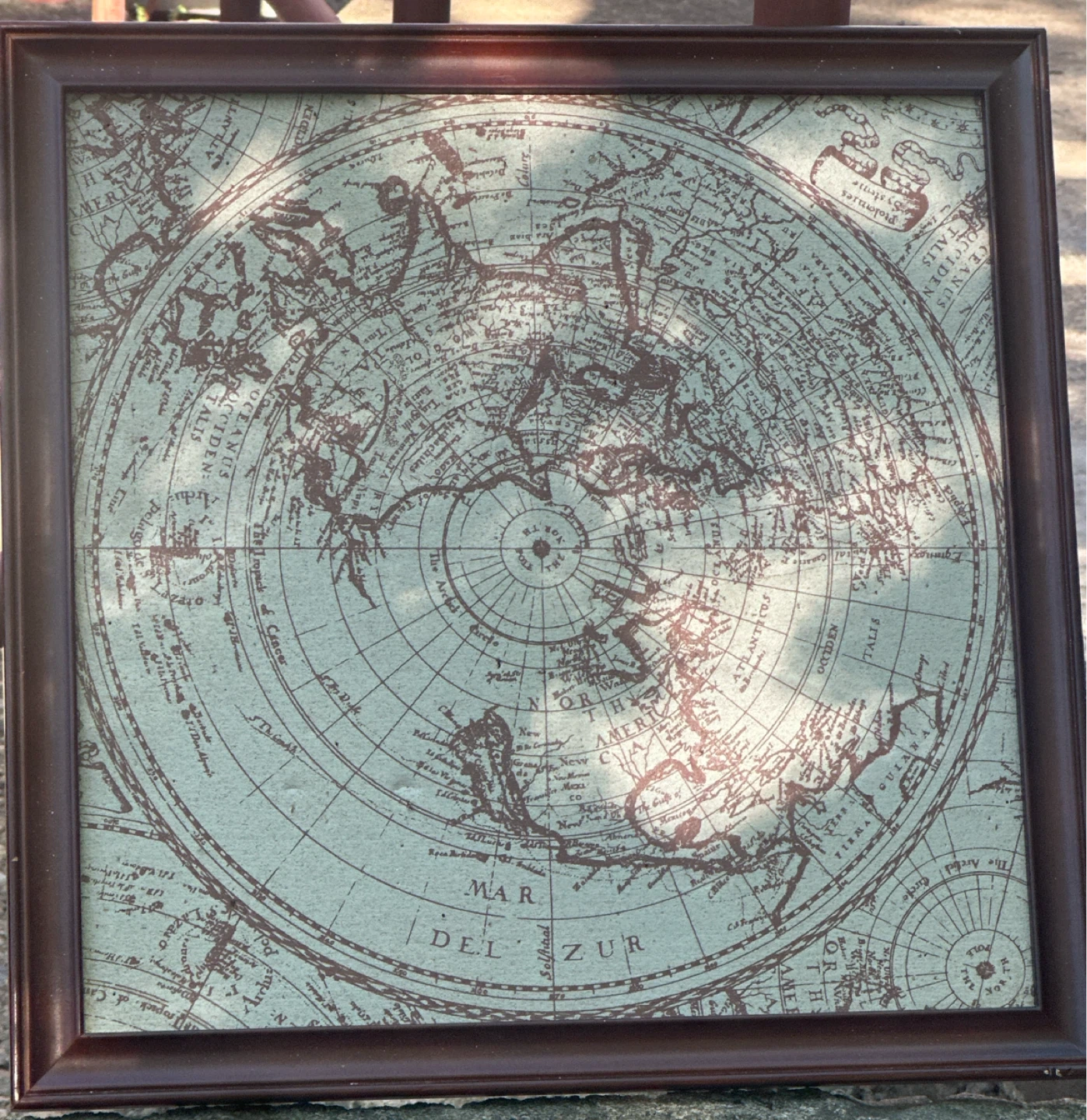 Framed Vintage Style World Map Art