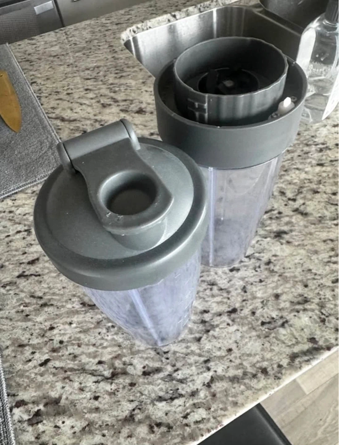 Grey Plastic Shaker Bottle with Lid