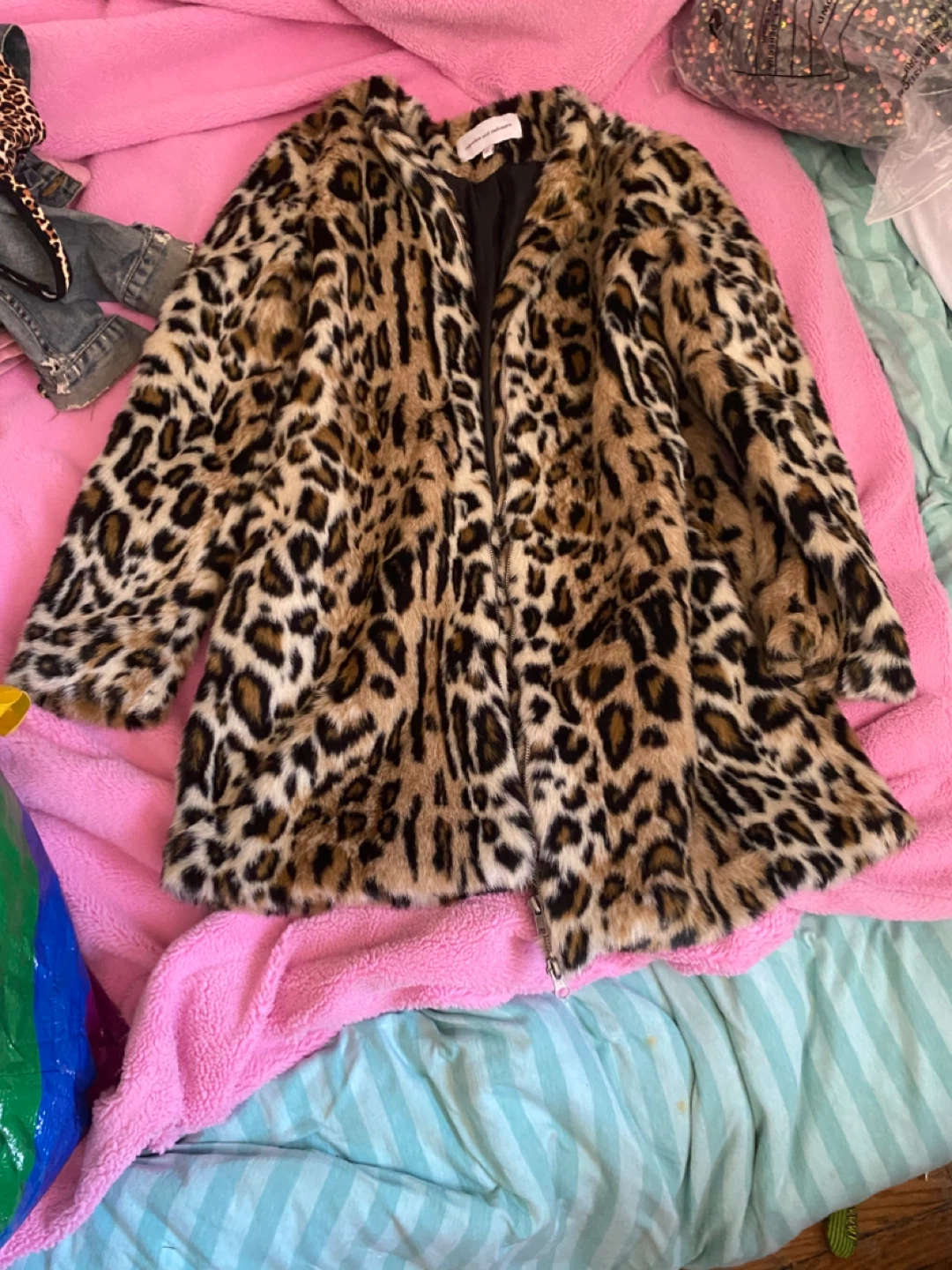 Cupcakes and Cashmere Leopard Print Faux Fur Coat