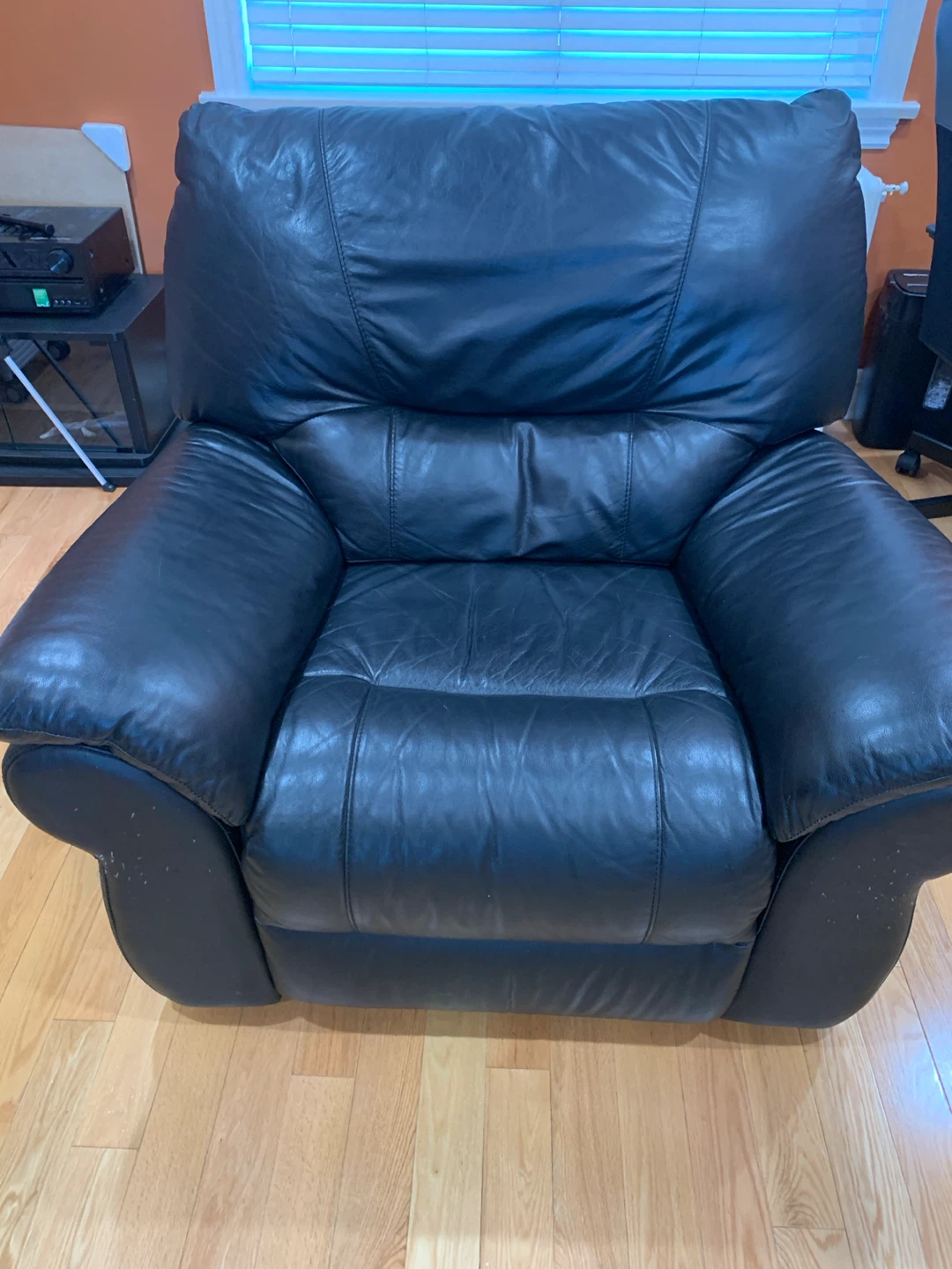 Black Leather Reclining Sofa and Loveseat Set - photo 2