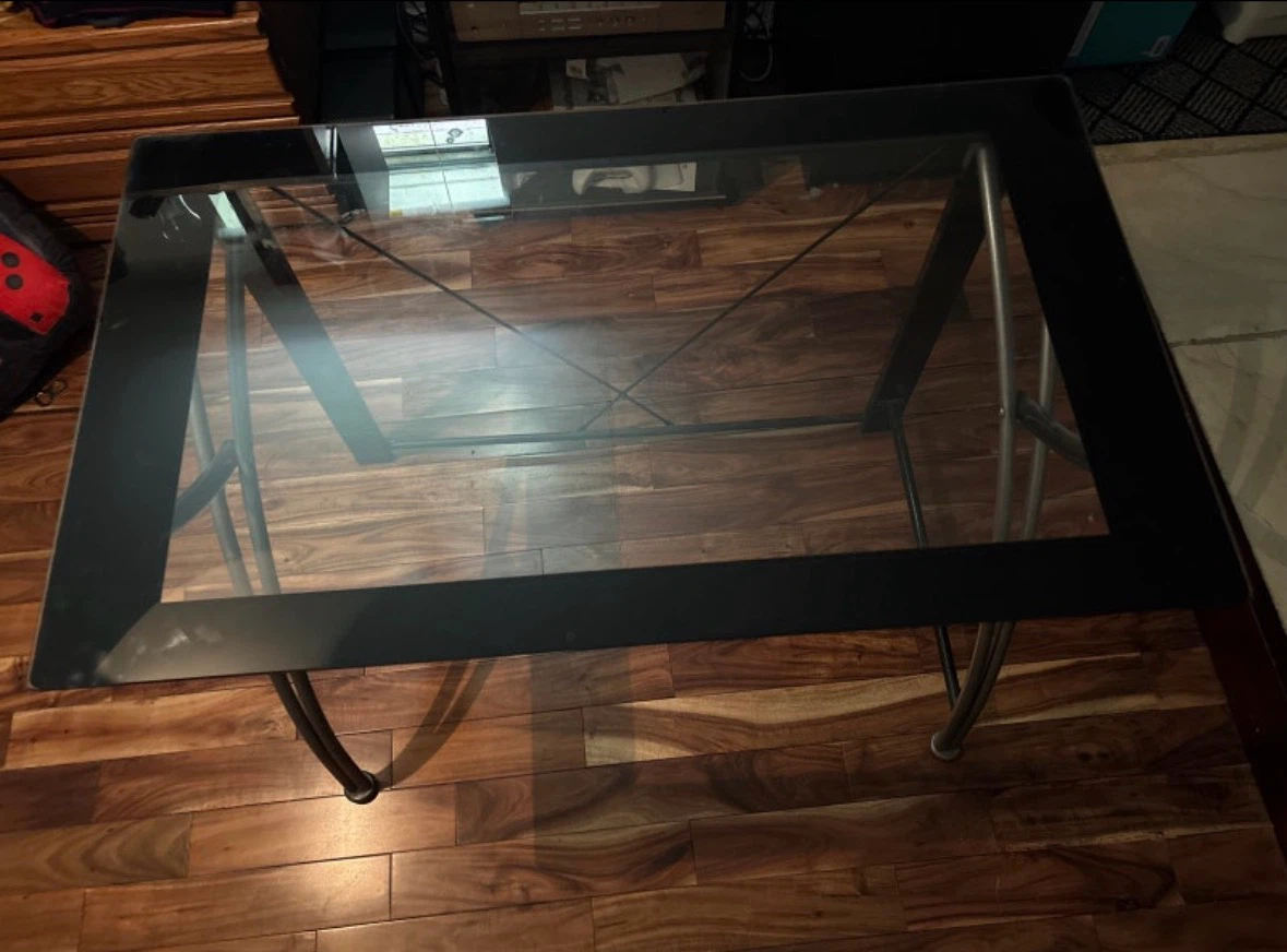 Glass Top Coffee Table with Black Frame