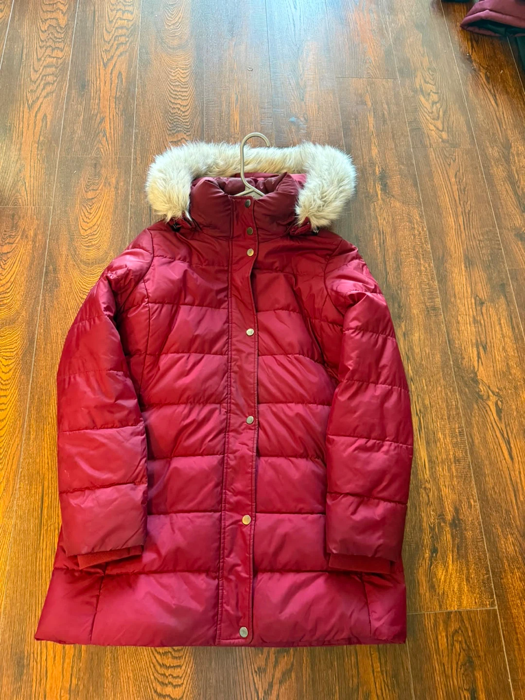 Tommy hilfigure  Women's Puffer Coat with Faux Fur Hood - Red