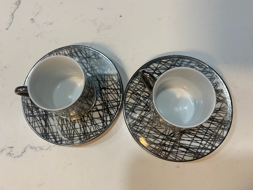 Set of 2 Espresso Cups and Saucers