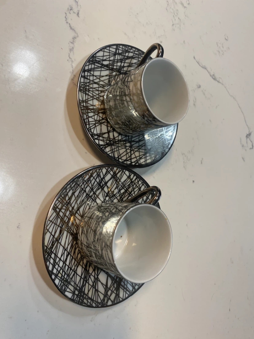 Set of 2 Espresso Cups and Saucers - photo 2
