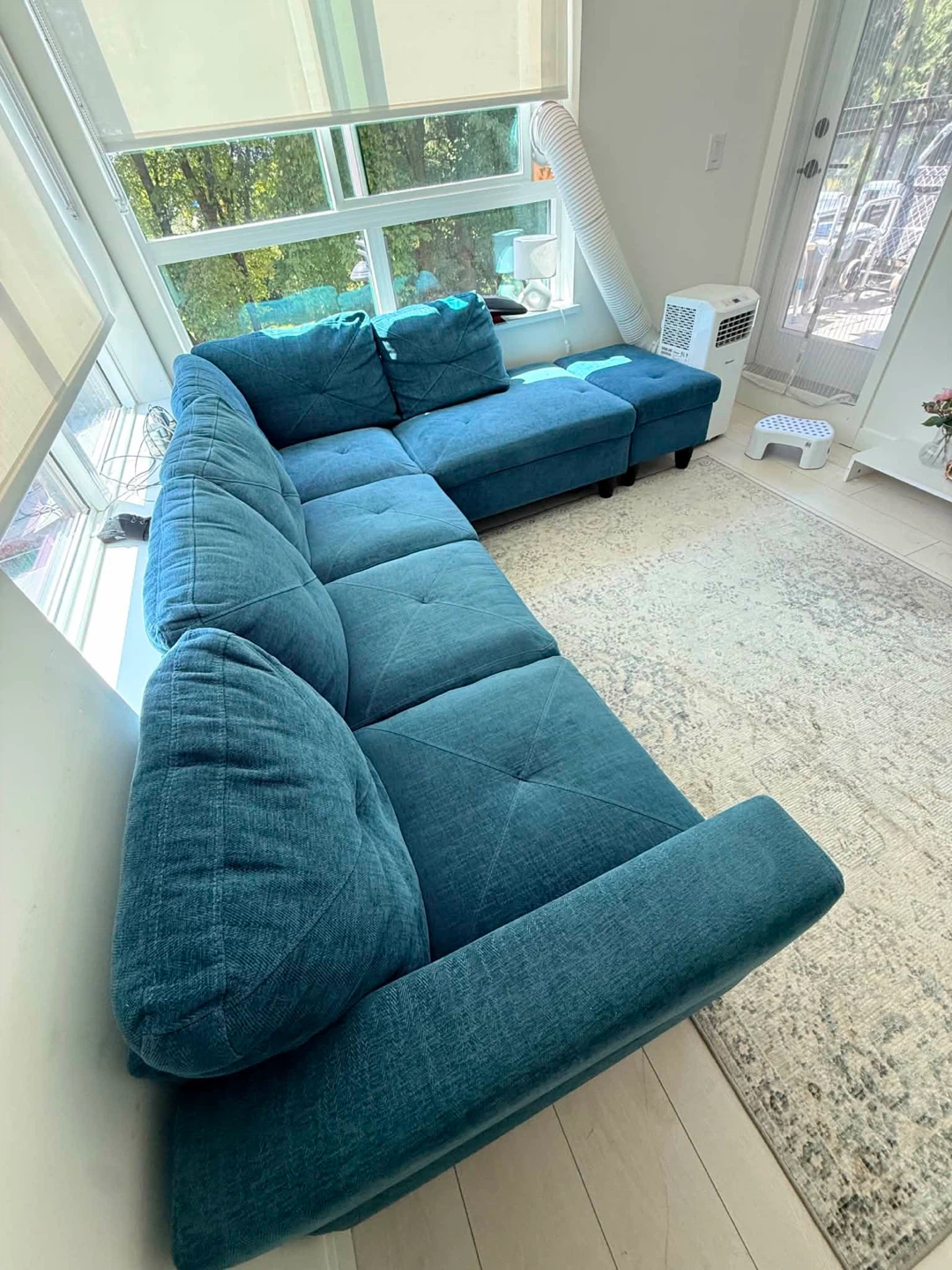 Teal Sectional Sofa with Storage Ottoman - photo 2