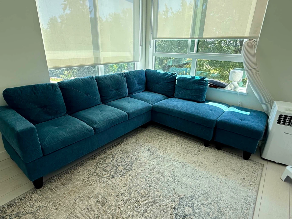 Teal Sectional Sofa with Storage Ottoman - photo 3