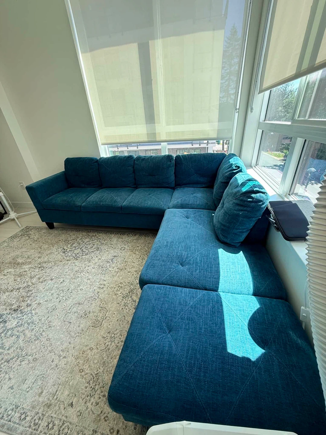 Teal Sectional Sofa with Storage Ottoman - photo 4