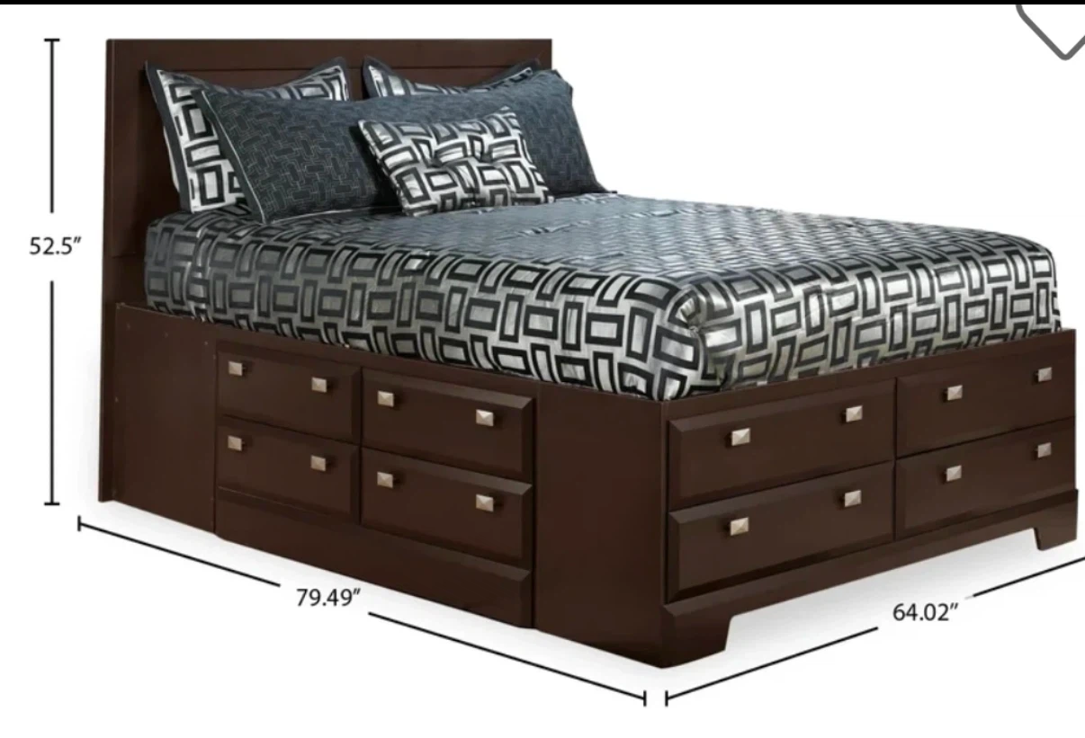 QUEEN 12-DRAWER PLATFORM STORAGE BED FRAME ESPRESSO BROWN - photo 5