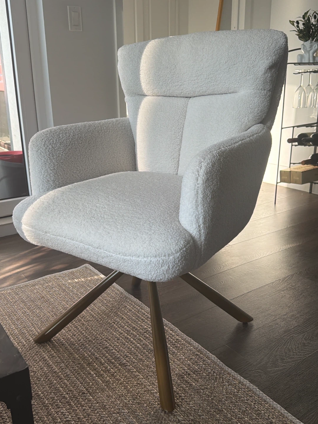 White Teddy Fabric Accent Chair