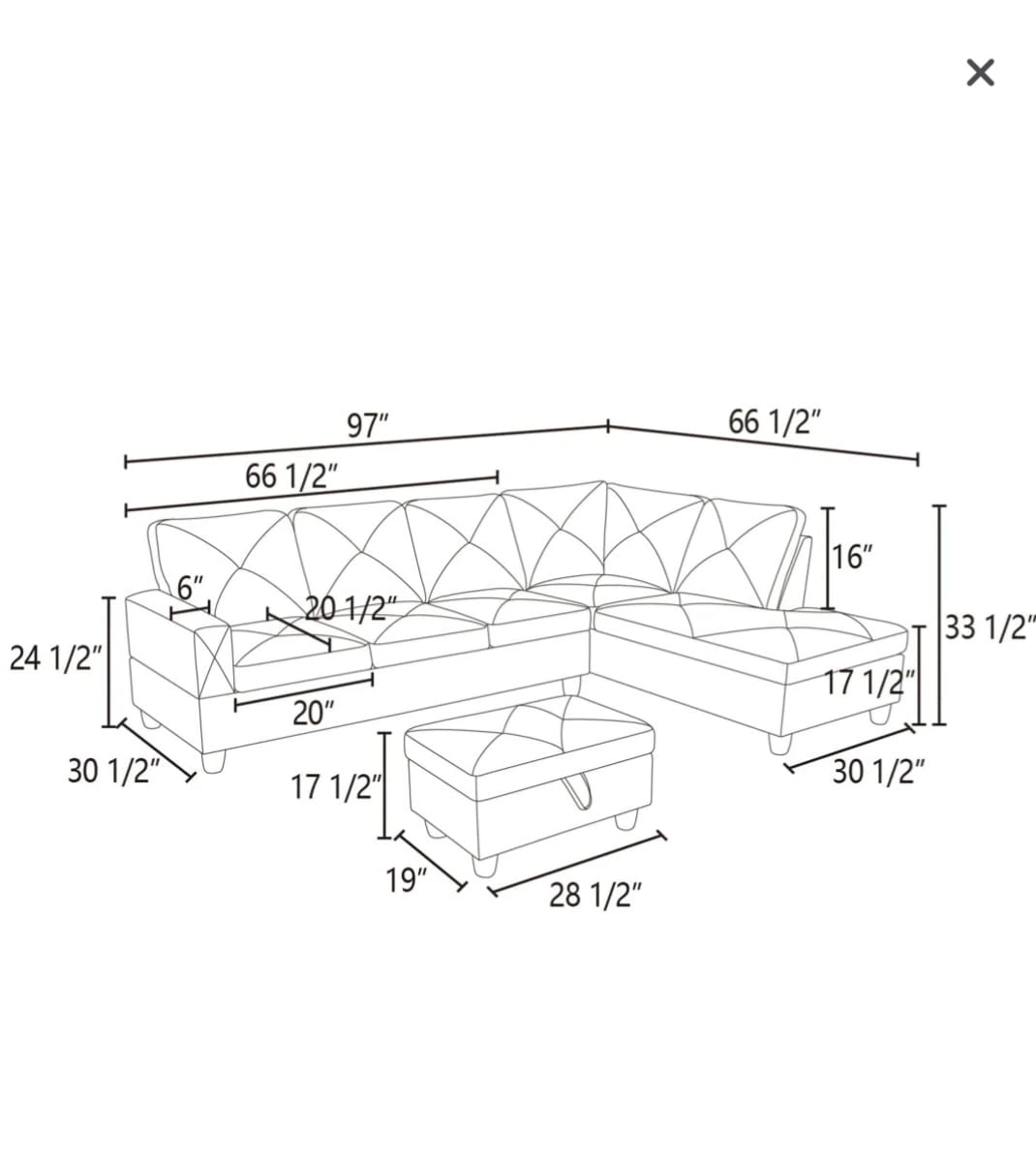 Teal Sectional Sofa with Storage Ottoman - photo 5