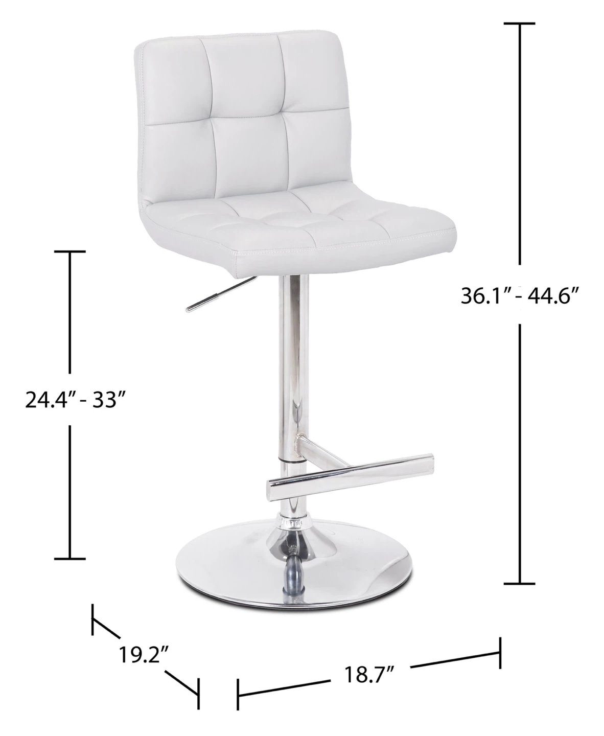 Set of 4 Cruz White Bar Stools – Swivel & Adjustable Height - photo 4