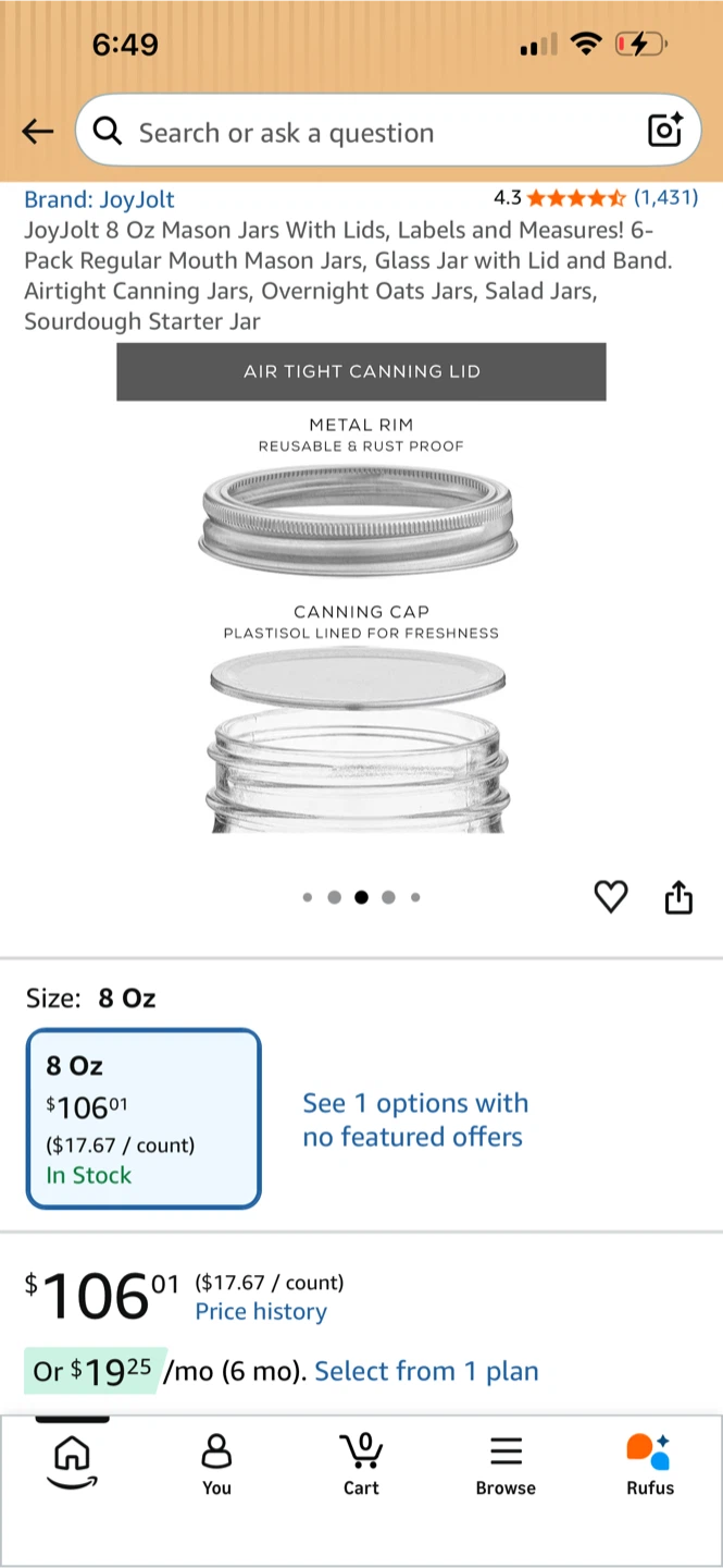 JoyJolt 6-Pack 8 Oz Mason Jars with Lids - photo 5