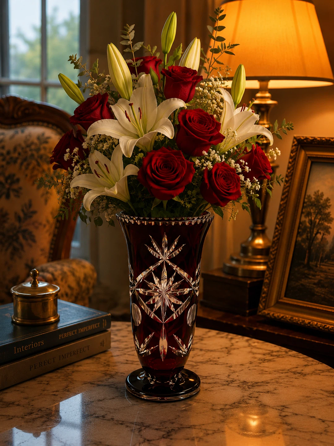 Crystal Cut Ruby Red Glass Vase - photo 2