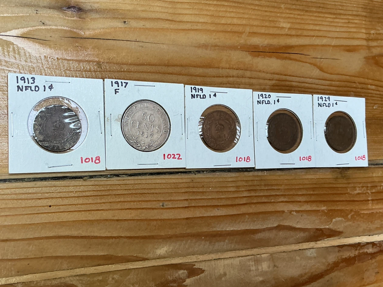 1913, 1917, 1919, 1920 & 1929 NEWFOUNDLAND Collectible Coins