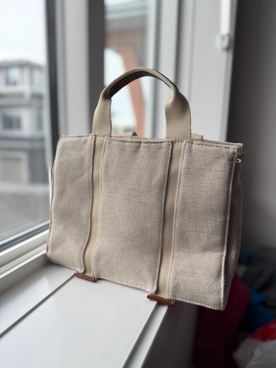ZARA Canvas Tote Bag with Leather Accents - photo 2