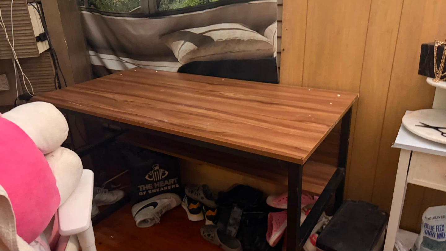 Wood Grain Desk with Metal Frame - photo 3