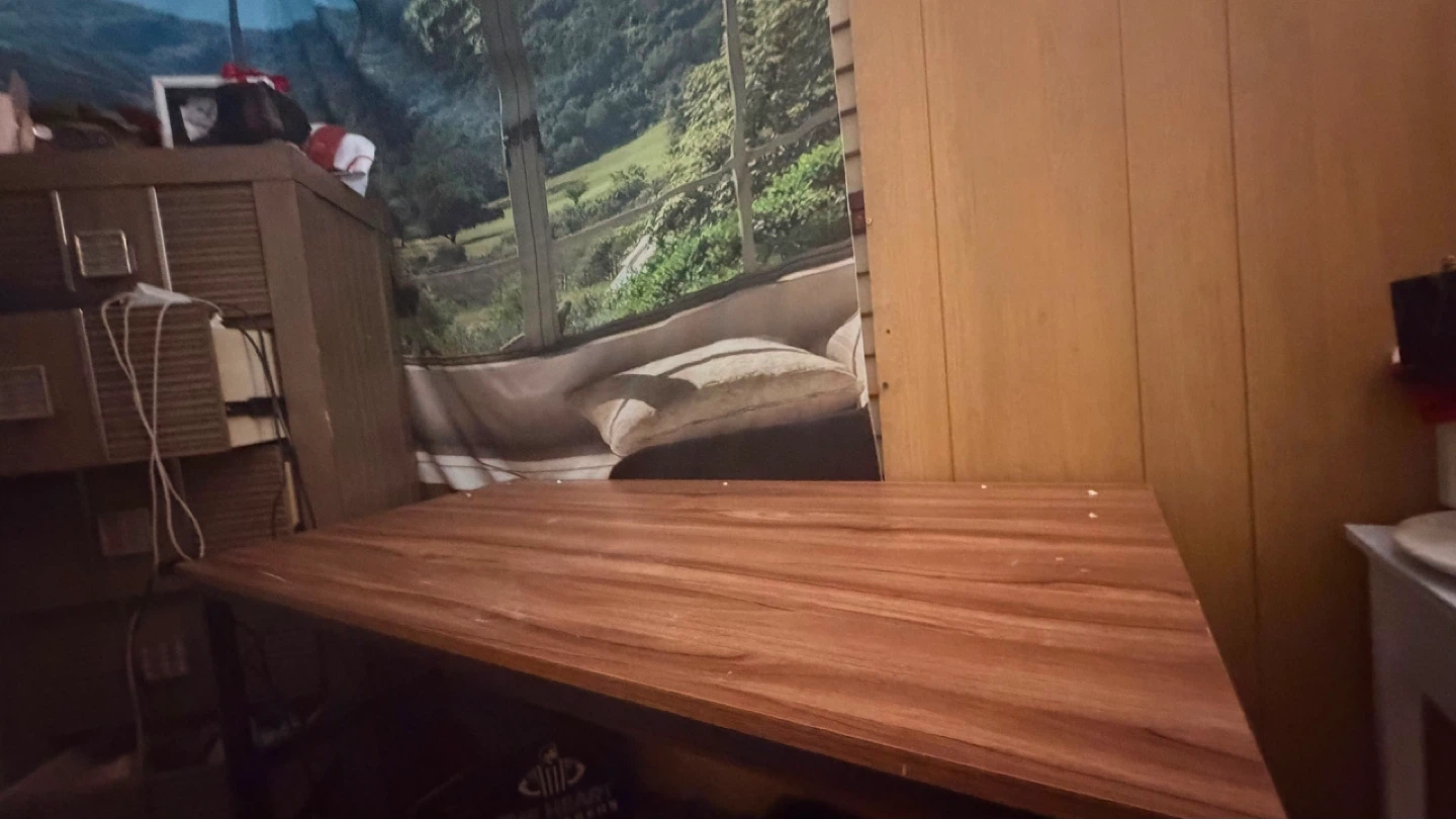 Wood Grain Desk with Metal Frame - photo 2