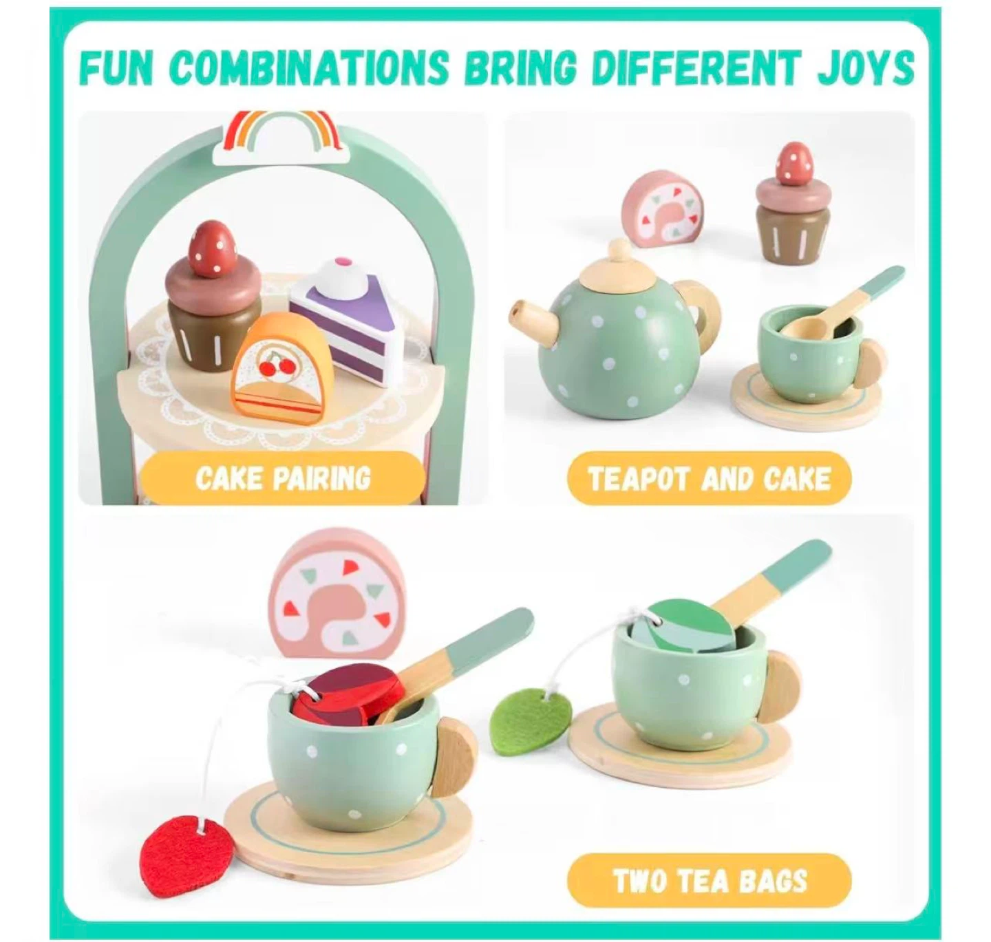 New* Wooden Tea Party Toy Set for Toddlers - photo 3