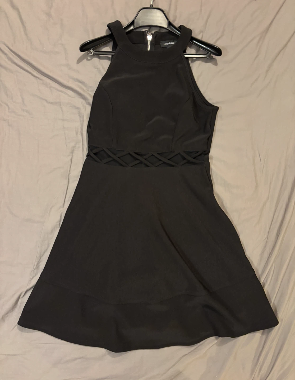 Le Château Black Halter Dress Cutout Waist