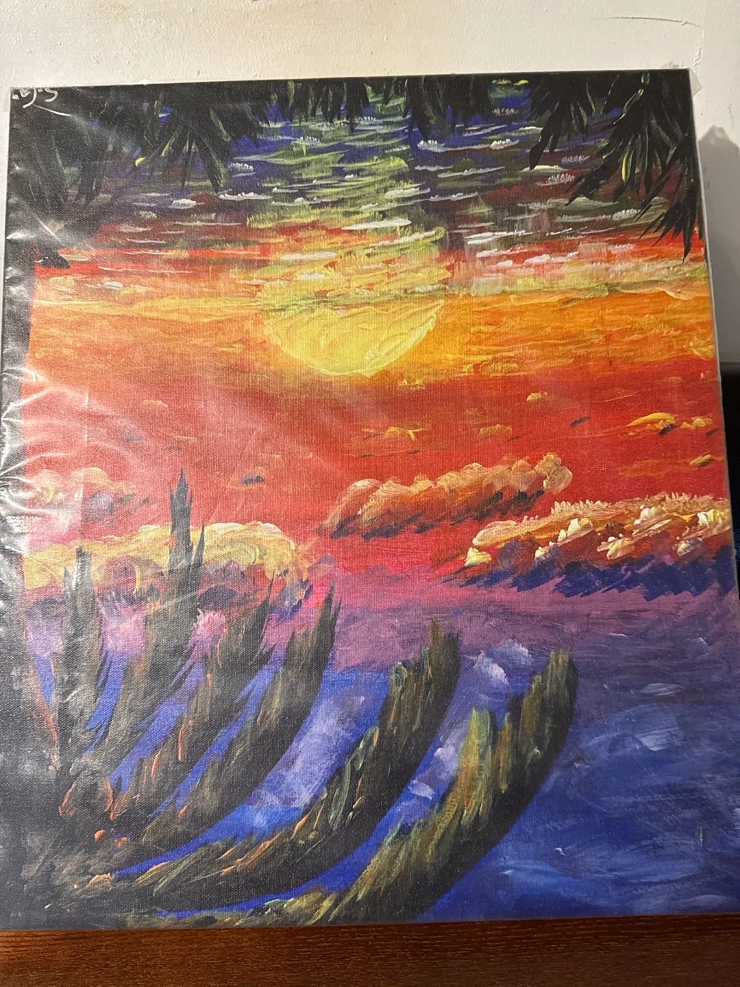 Sunset Palm Trees Canvas Painting - photo 2