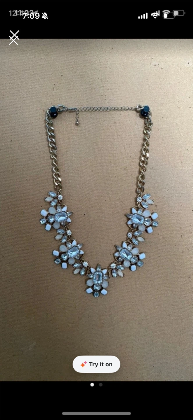 Statement Necklace with Rhinestones and Faux Pearls