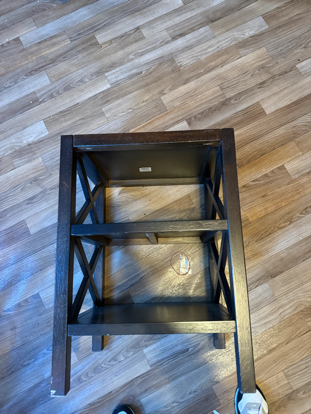 Dark Wood End Table with 2 Shelves