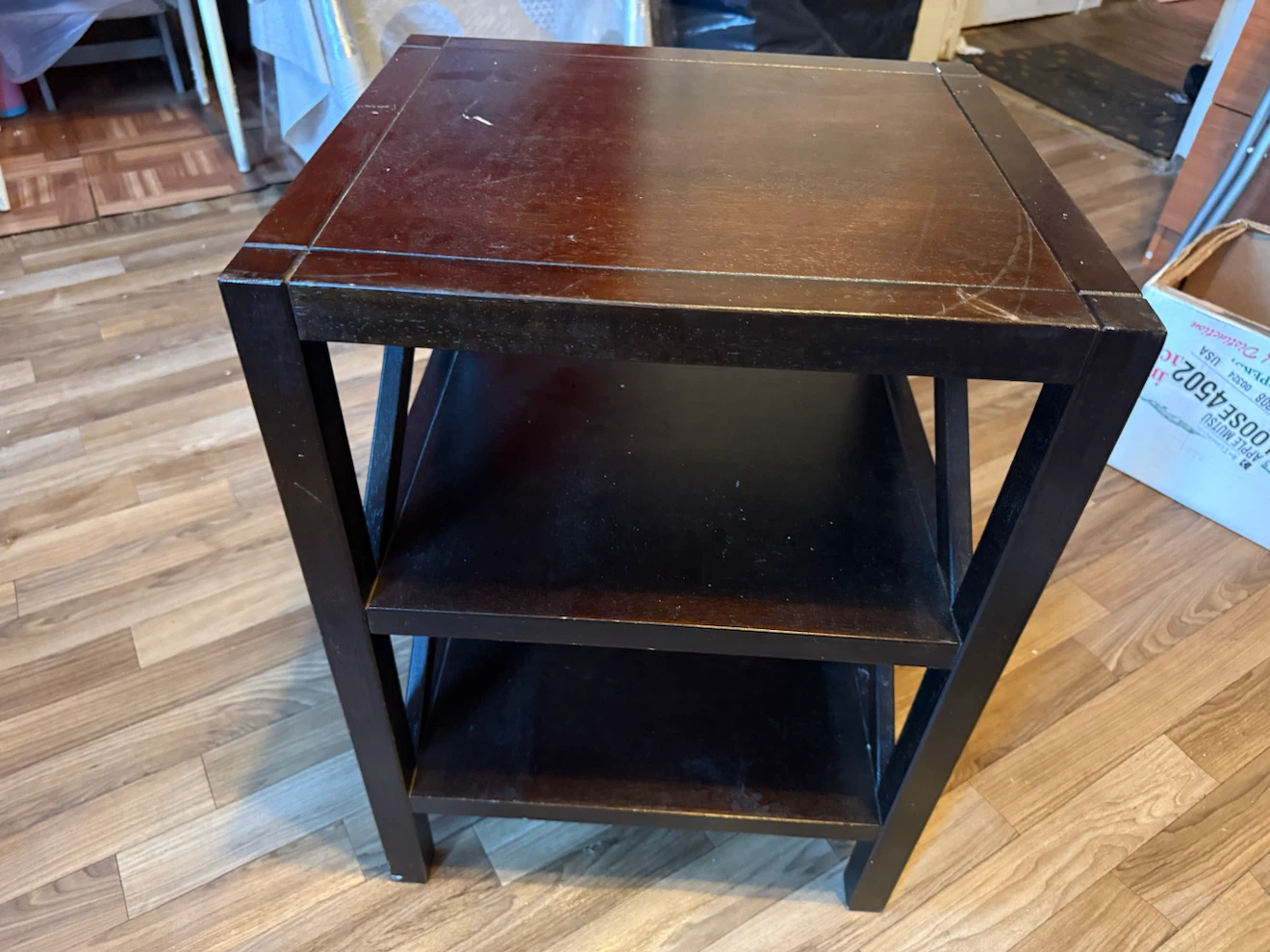 Dark Wood End Table with 2 Shelves - photo 2