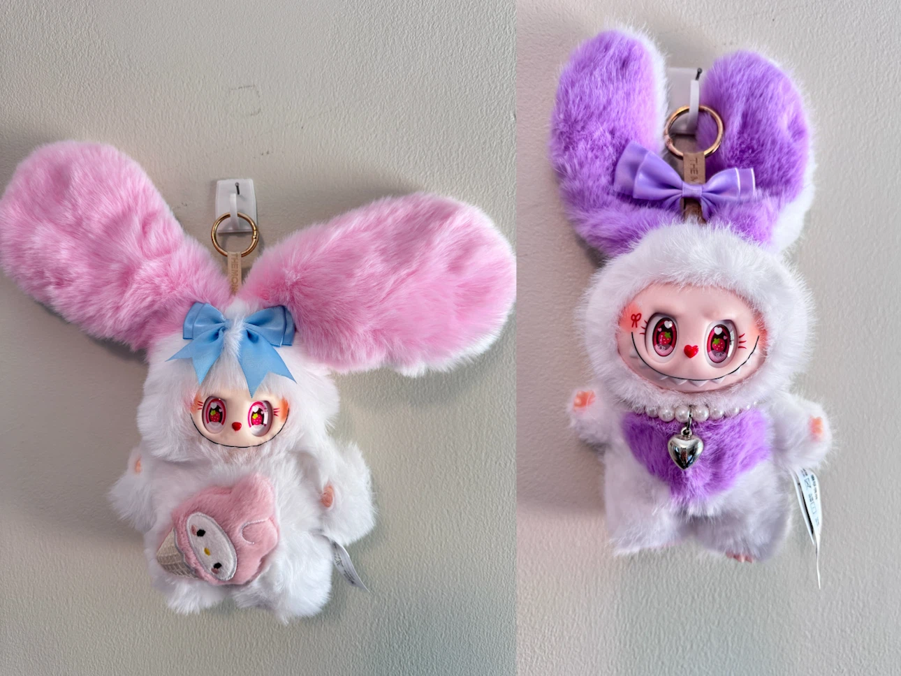 2 bunny labubus (one big size one small size)