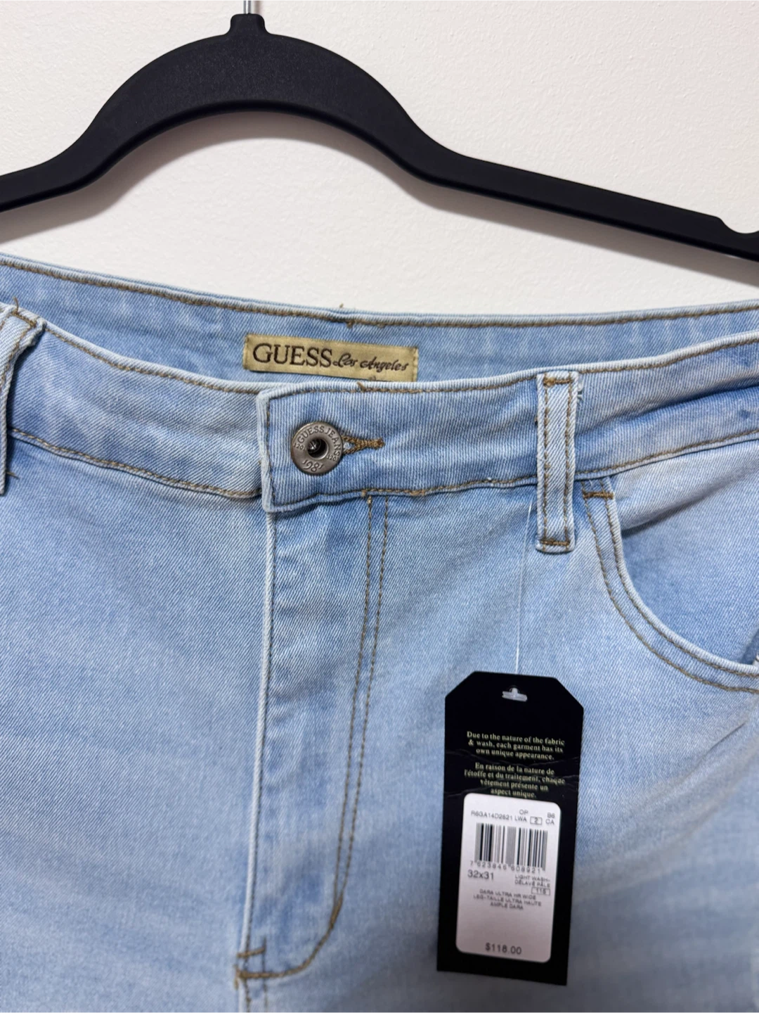 GUESS Dara NWT Ultra HR Wide Leg Jeans Women’s 32x31 Light Wash - photo 5