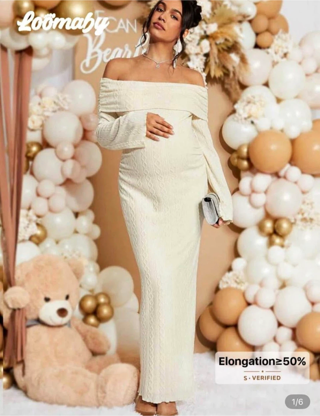 Loomaby Maternity Off-the-Shoulder Sweater Dress