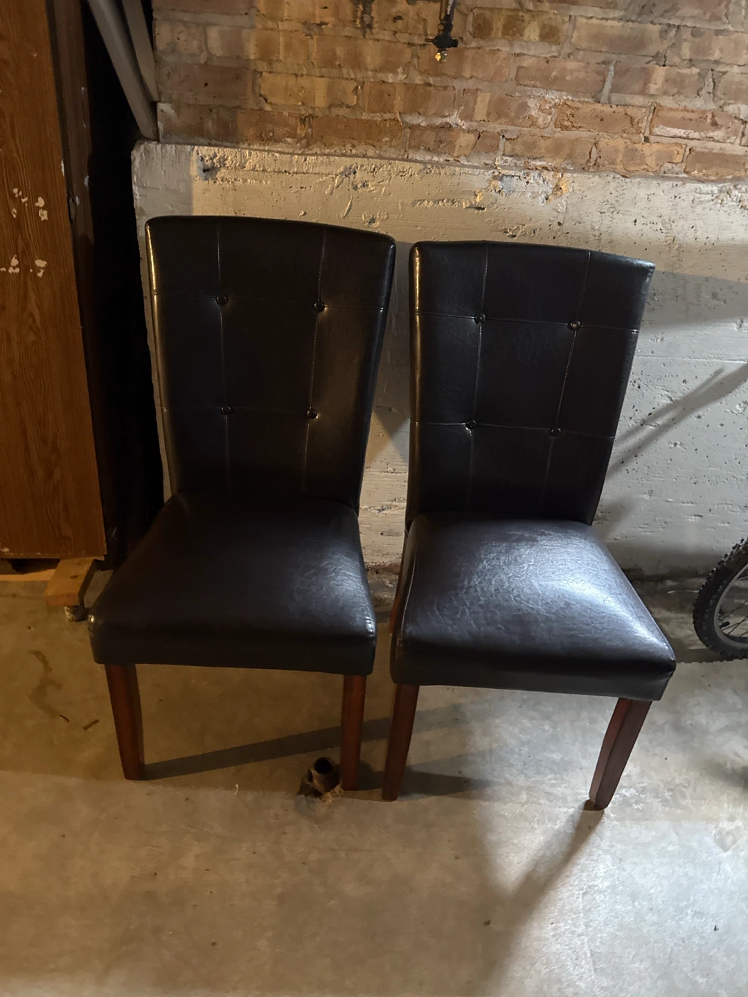 Set of 2 Dark Brown Faux Leather Dining Chairs