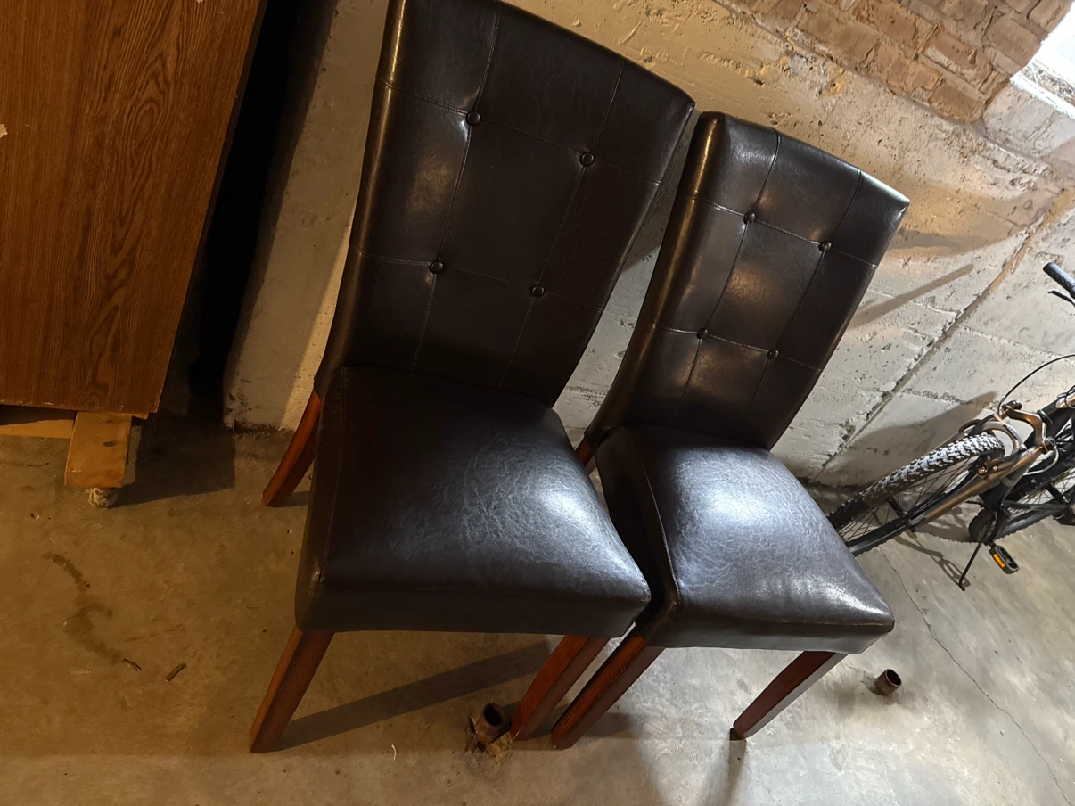Set of 2 Dark Brown Faux Leather Dining Chairs - photo 2