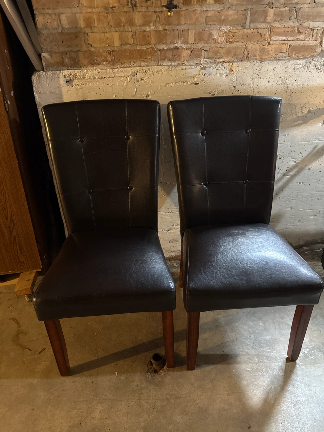 Set of 2 Dark Brown Faux Leather Dining Chairs - photo 3