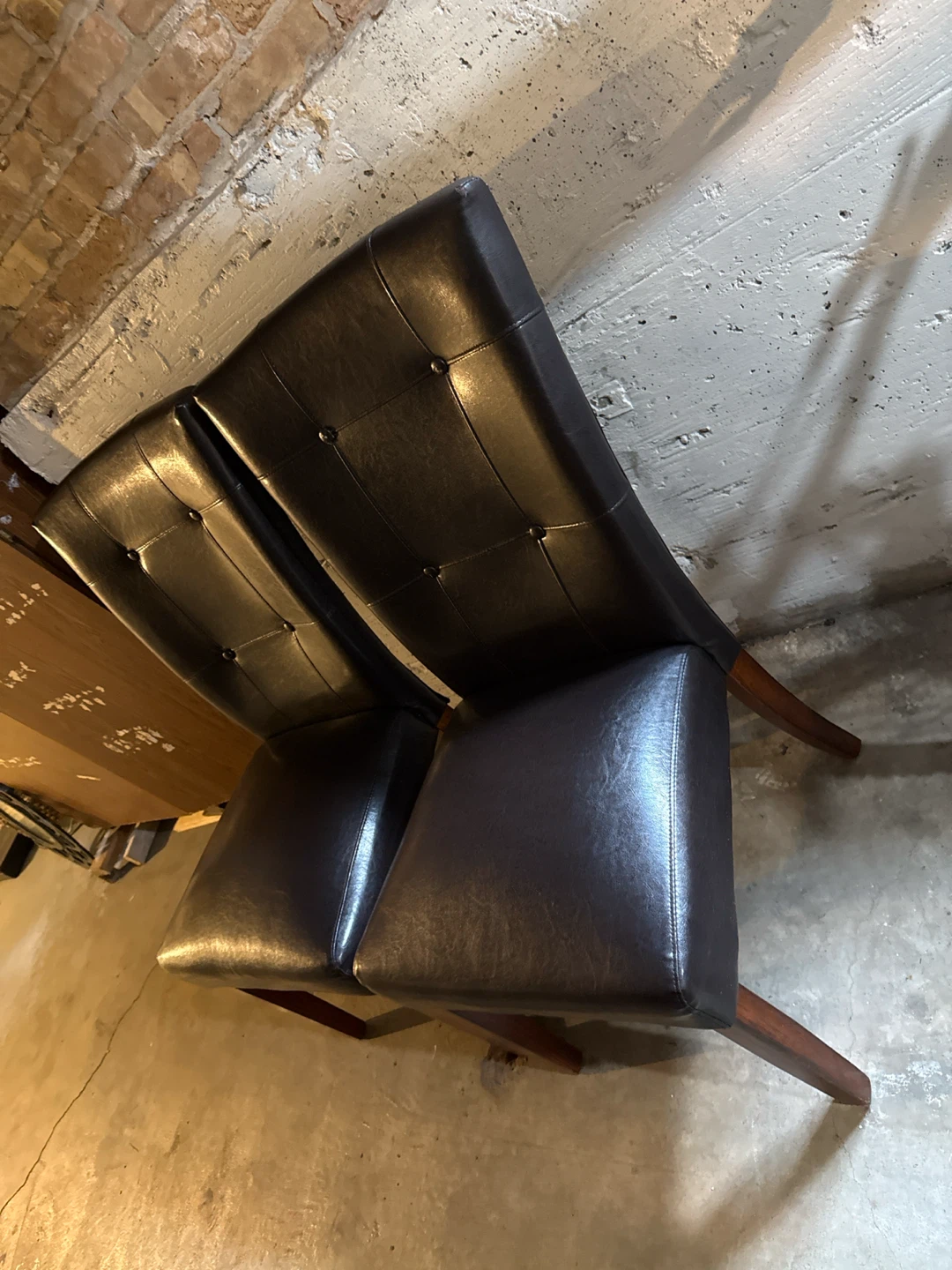 Set of 2 Dark Brown Faux Leather Dining Chairs - photo 5