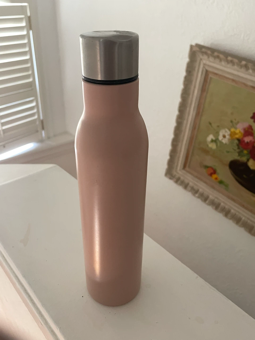 Pink Water Bottle with Silver Cap