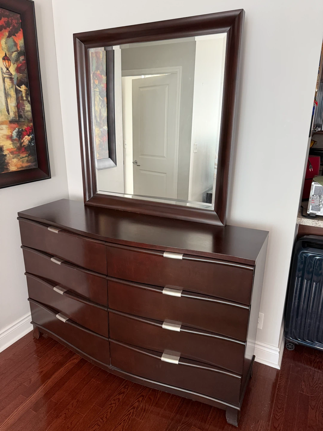 Holland House Espresso Wood Dresser & Mirror Set – 8 Drawers