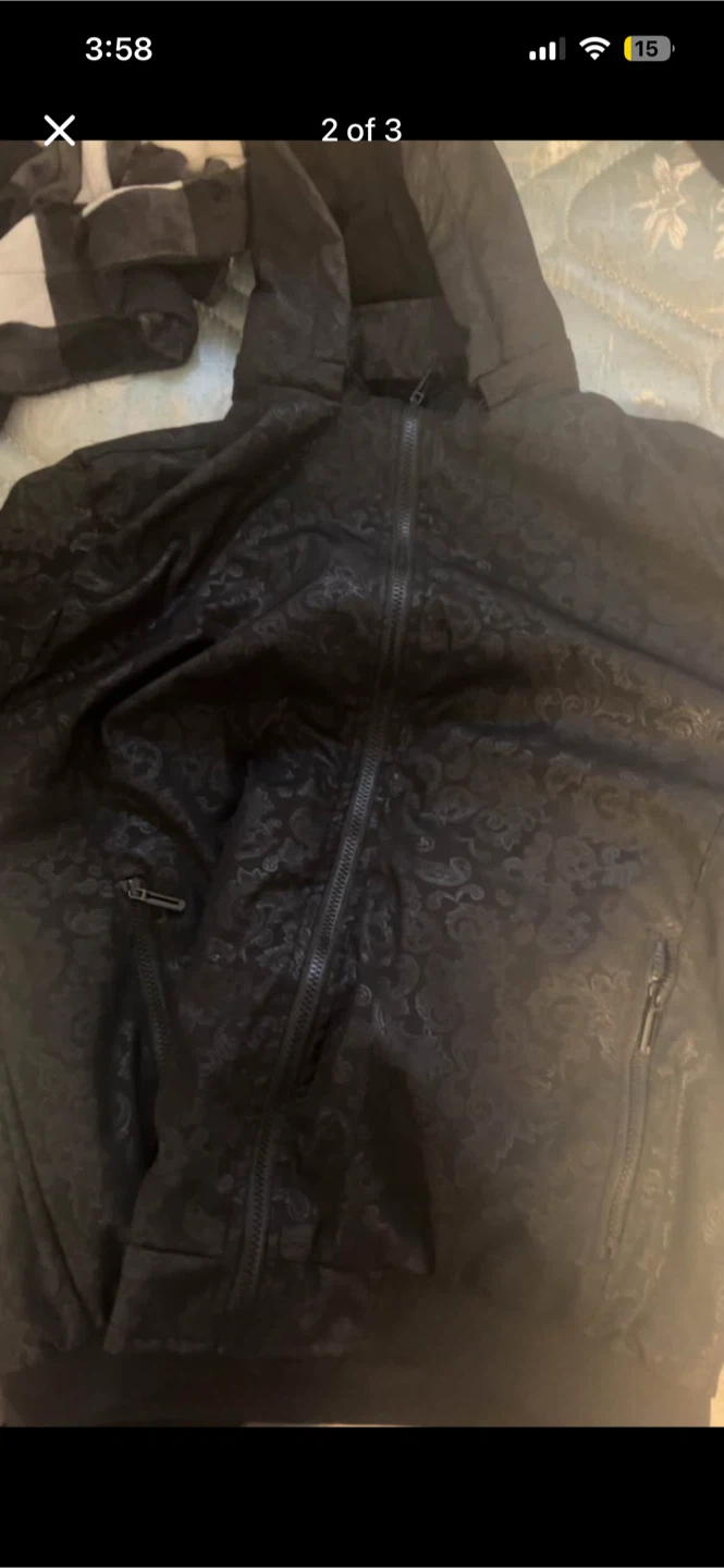 Black Embossed Zip-Up Jacket - photo 3