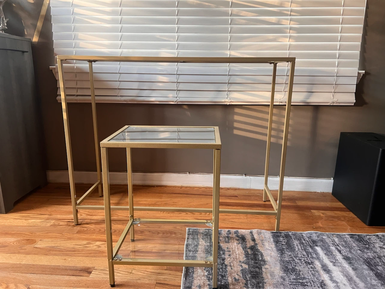 2 Gold Frame Glass Console Table - photo 2