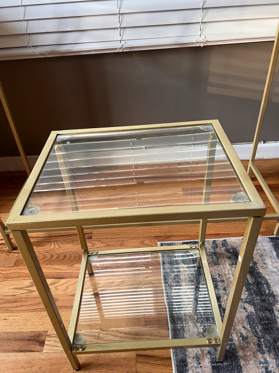 2 Gold Frame Glass Console Table - photo 4