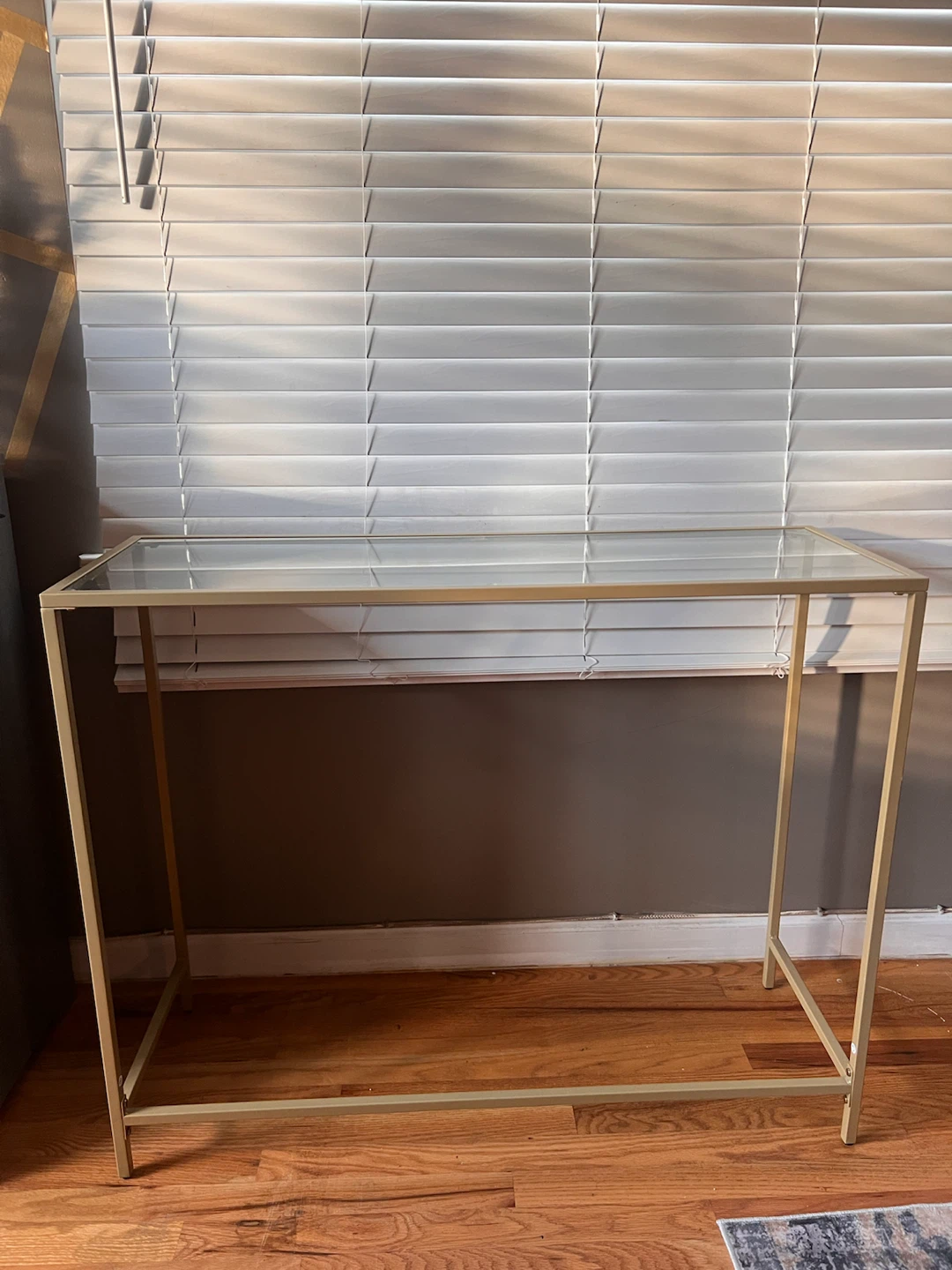 2 Gold Frame Glass Console Table - photo 3