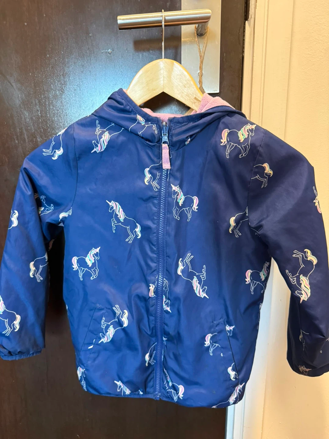 Kids Unicorn Print Hooded Jacket