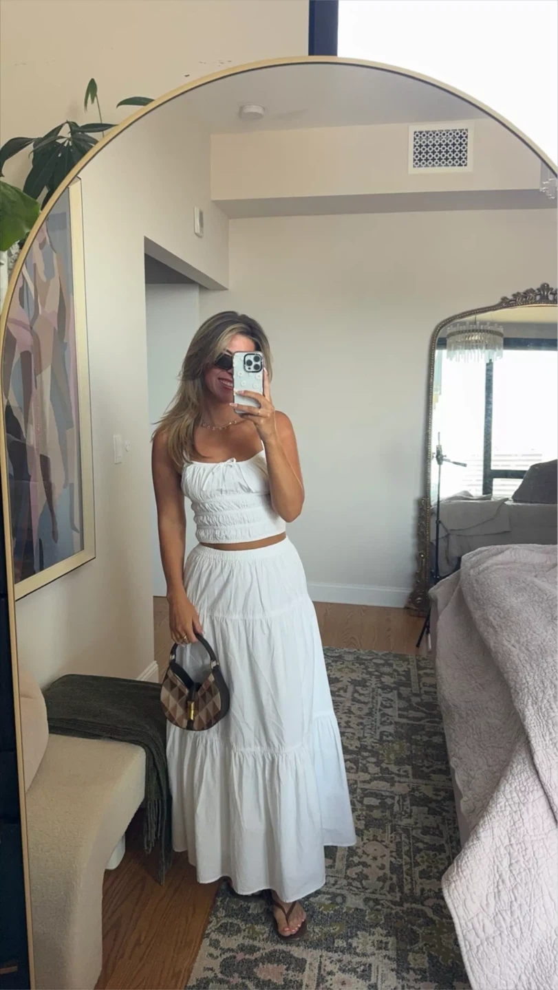 Sunday Best White Smocked Cropped Tank Top XS