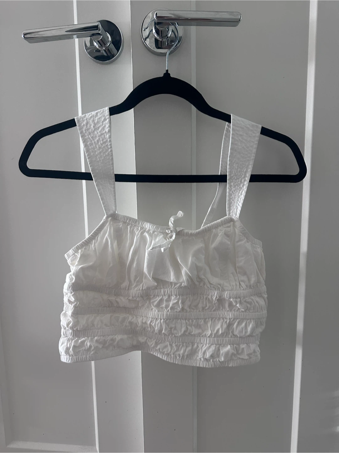 Sunday Best White Smocked Cropped Tank Top XS - photo 2